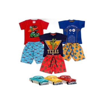 Imagem de Kit 3 Conjunto Infantil Menino 6 Roupa Infantil 1 Brinquedo - Kitilica