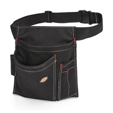 Imagem de Bolsa de cinto Dickies com 5 bolsos, lado único, avental de trabalho, estrutura de lona durável, cinto ajustável para ajuste personalizado, preto
