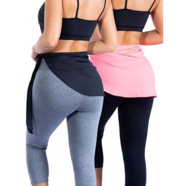 Imagem de Kit com 2 tampa bumbum fitness saia - Rays moda, Preto, Rosa neon, G