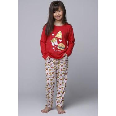 Imagem de Pijama Longo Infantil Feminino Com Bolso Estampado La Vie - Vekyo, M, 