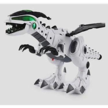 Imagem de Dinossauro Robo Com Asas Solta Fumaça Com Luz E Som. (Branco) - king t