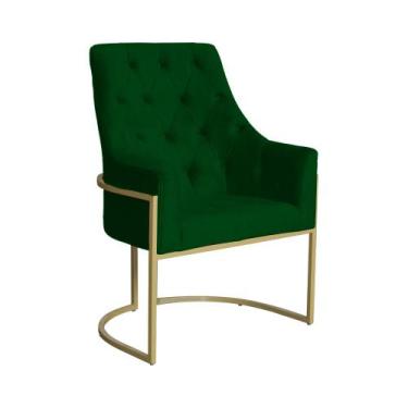 Imagem de Poltrona Decorativa Vick Suede Verde Base Dourada Mz Decor - Mazzero D
