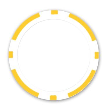 Imagem de DA VINCI 100 fichas de pôquer de 11,5 gramas em branco com 8 listras para uso com etiquetas personalizadas ou impressão UV direta, faça seu próprio conjunto de pôquer personalizado (amarelo)