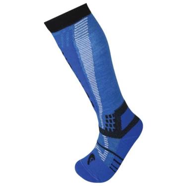 Imagem de Lorpen Meia ecológica infantil T3, ótima para esportes de inverno, ecológica e sustentável, alta e acolchoada, azul, tamanho pequeno