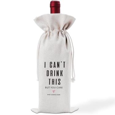 Imagem de UHADRE Saco de vinho revelador de gravidez, saco de vinho de presente de anúncio de gravidez para pais amigos, não posso beber isso, mas você pode anunciar o bebê, capa de garrafa de vinho, presente