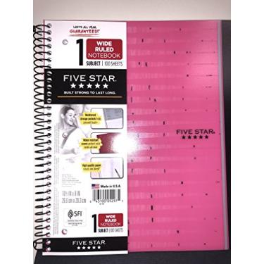 Imagem de Caderno espiral com estampa de cinco estrelas 1 assunto de ampla pauta, rosa