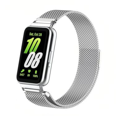 Imagem de Pulseira de metal para Samsung Galaxy Fit 3 Fitness Tracker, durável, suave e ajustável, pulseira milanesa, prata