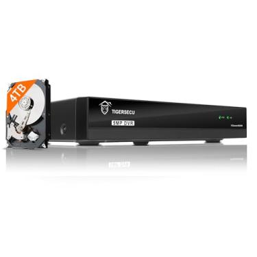 Imagem de TIGERSECU Ultra HD 5MP DVR/NVR de segurança híbrido de 8 canais com disco rígido de 4 TB, expansível para 16 câmeras, compatível com 8 câmeras analógicas, TVI, AHD, CVI, RS485 PTZ e 8 câmeras IP