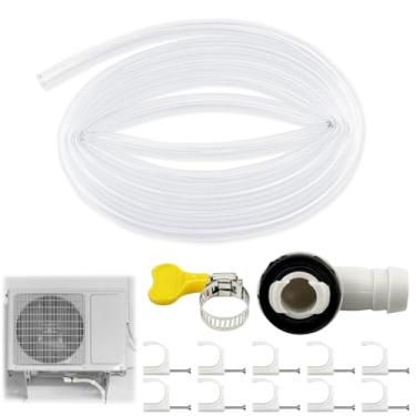 Imagem de Esamploe Kit de mangueira de drenagem de ar condicionado de 11 peças, kit de mangueira de drenagem CA de 3 pés com clipes de mangueira de prego de aço, conector de mangueira de drenagem CA portátil de