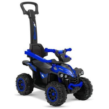 Imagem de Mini Quadriciclo Infantil Elétrico Com Empurrador Luz e Som Azul