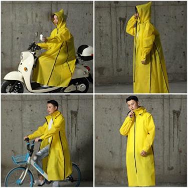 Imagem de TWENOW Capa de chuva EVA para mulheres/homens, poncho com capuz com zíper, motocicleta, estilo longo, poncho de caminhada, jaqueta de chuva ambiental, poncho impermeável (amarelo, 3GG)