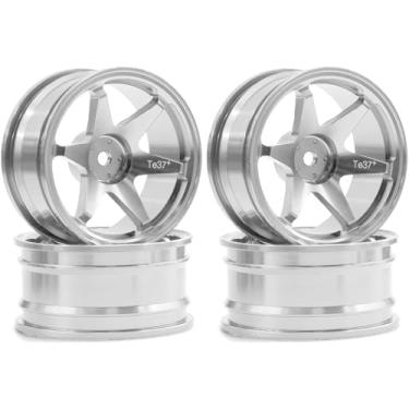 Imagem de REDSPIDER • 1/10 RC Drift Wheels Rims 12mm Hex Alloy Aluminum for 1:10 Scale Rally Racing Car Tires Tamiya TT01 TT02 XV01 TA06 A959 PTG2 HPI KYOSHO HSP PTG2 Touring Street Tyres 4PCS (Silvery)