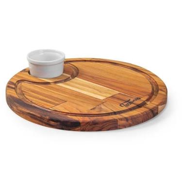 Imagem de Petisqueira Redonda Mdeira Teca 1 Ramekin 29x29cm Tecawood