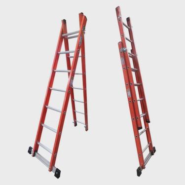 Imagem de Escada em Fibra Tesoura Extensível 7x12 Degraus 2,20x3,80m WBertolo