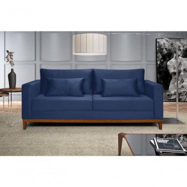 Imagem de Sofá Bahamas 1,70 Veludo Living Fixo Império Veludo Azul Marinho 171