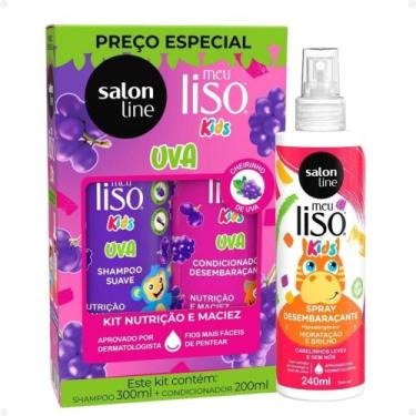 Imagem de Kit Salon Line Meu Liso Kids: Shampoo 300ml e Condicionador 200ml Uva 