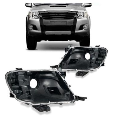 Imagem de Par Carcaça Farol Hilux Srv 2012 2013 2014 2015 Preto - SP ACESSÓRIOS