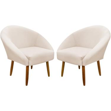 Imagem de Kit 2 Poltronas Decorativa Para Sala Recepção Manicure Consultório Stella Suede (Bege)