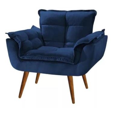 Imagem de Poltrona Opala Decorativa Reforçada Recepção Suede - JMDECOR, azul mar