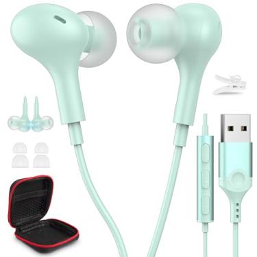 Imagem de HGCXING Fones de ouvido USB para PC, laptop, magnético, 2,3 m, com fio, com controle de microfone, microfone silencioso, cancelamento de ruído nos ouvidos, fones de ouvido com fio para MacBook Pro
