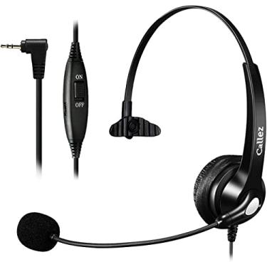 Imagem de Callez Fone de ouvido para telefone com microfone com cancelamento de ruído, fones de ouvido de escritório para telefones DECT sem fio com conector de fone de ouvido de 2,5 mm compatível com Panasonic
