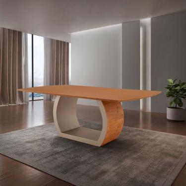 Imagem de Mesa para Sala de Jantar Ellis Retangular em MDF 180cm Imbuia Estilo Moderno para Ambie...