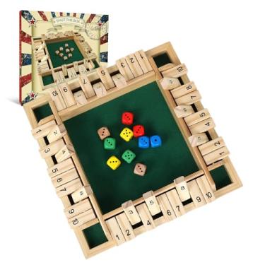 Imagem de GOTHINK Jogo De Dados Shut The Box Com 8 Peças De Dados De Mesa De Madeira Tradicional De 12 Polegadas, Jogo De Tabuleiro De Matemática, 10 Números Para Crianças, Adultos, Sala De Aula Familiar, Casa