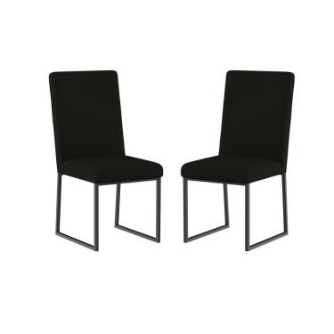 Imagem de Kit 2 Cadeiras De Jantar Com Base De Ferro Preto Balaqui Preto