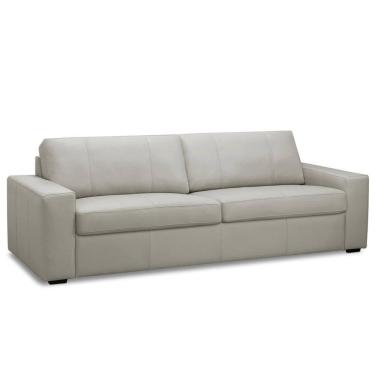 Imagem de Sofá 3 Lugares Para Sala De Estar Living 235cm Aurora L06 Couro Cinza Claro - Lyam Decor