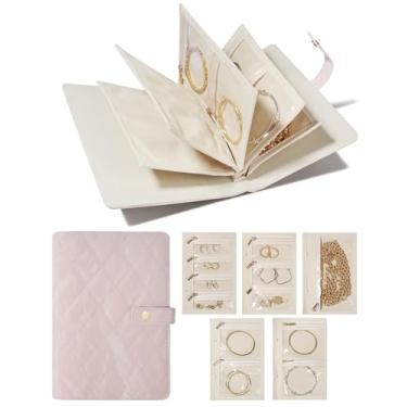 Imagem de MAVHVAM Organizador de joias de viagem com mini bolsa transparente transparente com zíper pequeno para armazenamento de joias, fichário para mulheres, organizadores para colar, pulseira, brinco, anel