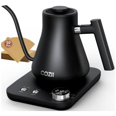 Imagem de Chaleira Elétrica COZII Gooseneck, 5 Programas, 1 Controle de Temperatura, 1200W, Fervura Rápida de Água p/ Café e Chá, 24h de Manutenção