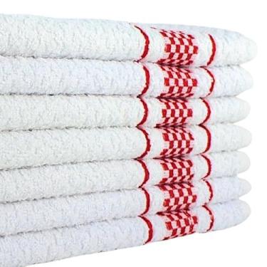 Imagem de Pano de Prato Cozinha Atoalhado Kit 08 Peças 370g/m² 100% Algodão Alta Absorção Vermelho