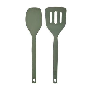 Imagem de Tovolo Espátula e espátula de silicone Elements All com fenda, conjunto de 2 utensílios de cozinha, resistente ao calor de 315 °C e seguro para panelas antiaderentes