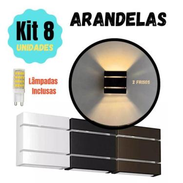 Imagem de Kit 8 Arandelas com Lâmpadas LED G9  Luminária de Parede Interna e Ext