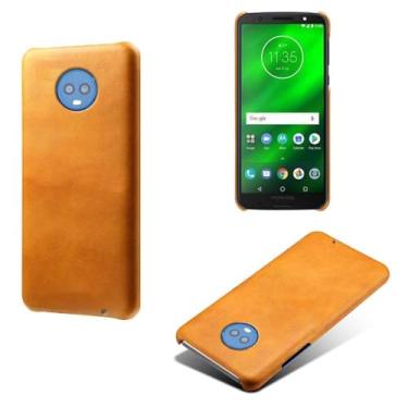 Imagem de Capa para MOTO G5S Plus,Proteção contra quedas,Casca de volta de cor sólida simples,Design de couro de imitação de plástico-Orange