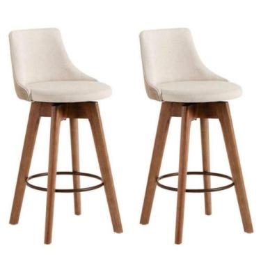 Imagem de Kit 2 Banquetas Gourmet Para Cozinha Ou Bancada Bege Claro - GAT MAGAZ