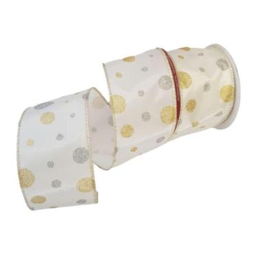 Imagem de Fita Aramada Cetim Prata E Dourada Comp 9.14m - Carmella Presentes