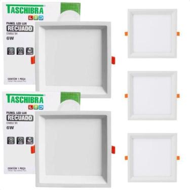 Imagem de Kit 5 Painel De Led Quadrado Embutir Recuado 6w Bivolt Taschibra 6500k