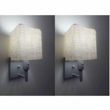 Imagem de Kit-2 Arandela Quadrada Md-2019 Cinza C- Inter Liga E Desl Cúpula Rustico Bege - Bivolt