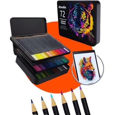 Imagem de Conjunto Lápis de cor com 72 cores, Lápis profissional para desenhar, uma caixa de lata para adultos artistas profissionais desenhando esboços, sombreamento e coloração