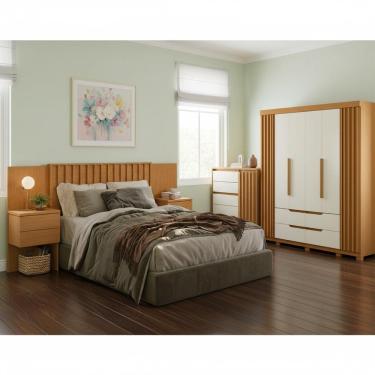 Imagem de Conjunto Quarto Casal Palumóveis Guarda-roupa Doble Cômoda Duetto Cabeceira Olinda