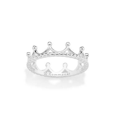 Imagem de Anel Skinny Coroa Prata Maciça 925 Rommanel 810376, 12, Prata