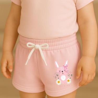 Imagem de Short Moletinho Infantil Estampado Feminino Coelhinha Be Kind Fofa Pri