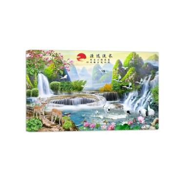 Imagem de BMZFYBS Impressão em tela moderna - imagem de arte de parede de paisagem - animais de lótus do lago - pôster para sala de estar decoração de casa pronto para pendurar tela embrulhada 20 x 30 cm 8 x 12