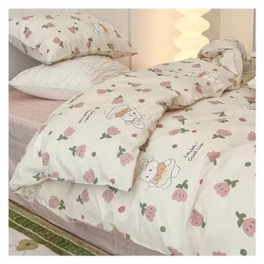 Imagem de Jogo de cama romântico floral, lençol de cima com fronhas, solteiro, Queen, roupa de cama casal para meninos e meninas (G solteiro 4 peças)