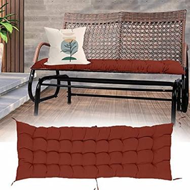 Imagem de Almofada de banco, almofada externa, almofada de banco de 2 ou 3 lugares com capa de almofada, almofada de substituição para varanda de balanço, para banco de jardim, marrom, 170 x 48 cm