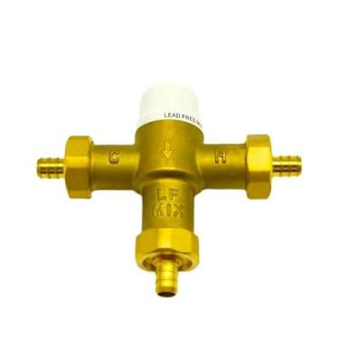 Imagem de AZK GLOBAL Válvula de mistura termostática (TMV) tipo F1807-PEX de 1/5.1 cm com controle preciso da temperatura da água. Taxa de fluxo máxima de 10 GPM. Desempenho confiável para aplicações