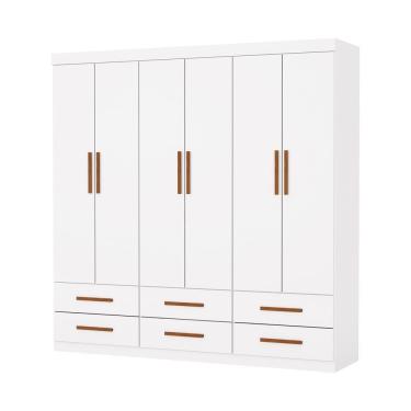 Imagem de Guarda Roupa Dallas 6 Portas Sem Espelho Central 6 Gavetas Carioca Moveis Branco