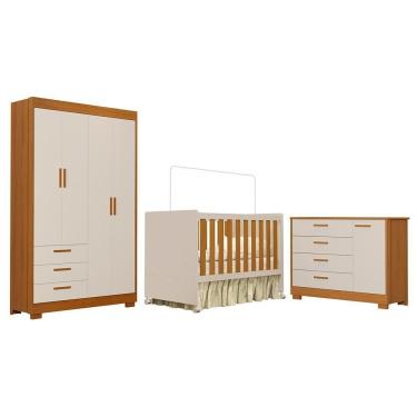Imagem de Dormitório Infantil Zaki Guarda Roupa, Cômoda E Berço Katatau Areia Fosco-savana - Reller Móveis Areia Fosco-savana