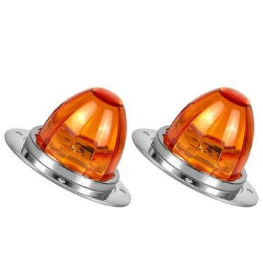 Imagem de Kit de luzes de melancia, luzes de seta com marcador lateral âmbar com bisel de aço inoxidável e base de substituição para caminhões Peterbilt Freightliner, trailers, trailers, motohomes